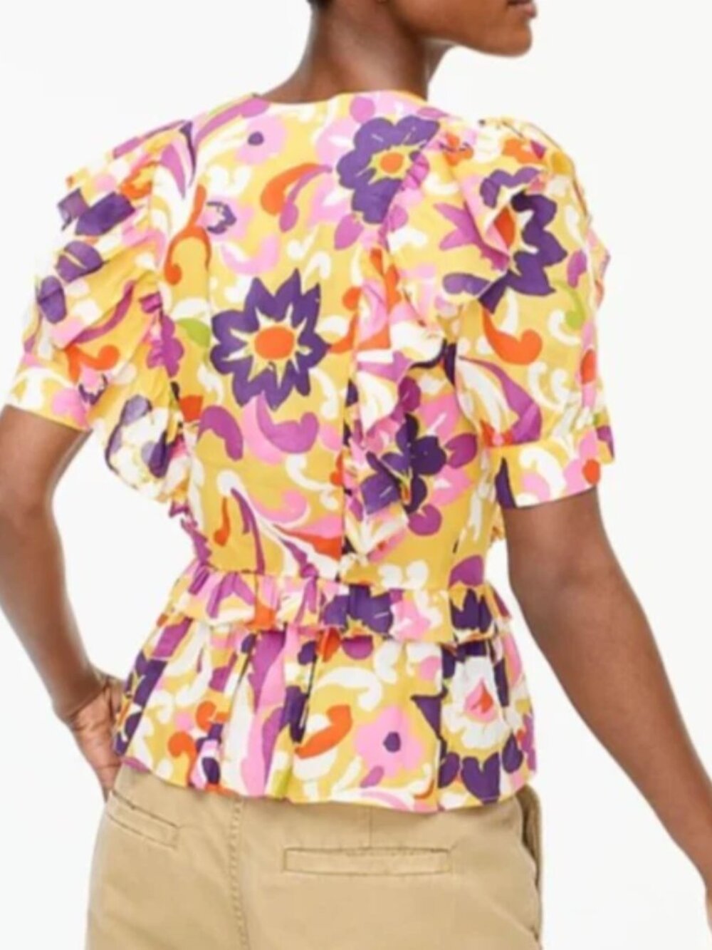 J. Crew Collection Ruffle Wrap Top Size Large - Picture 3 of 4